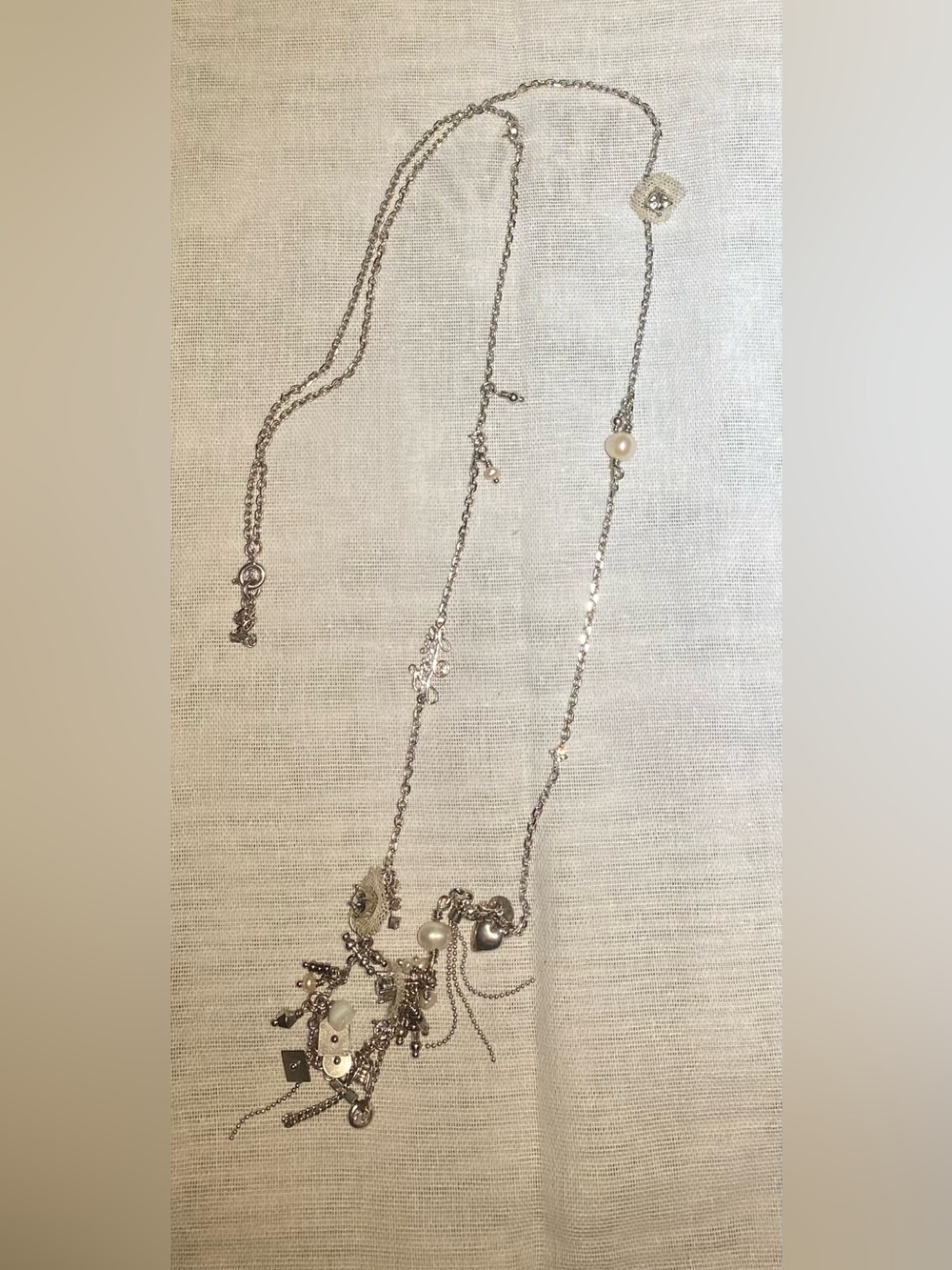 Juicy Couture - Delicate Silver-Tone Multi Charm Necklace with Pearls